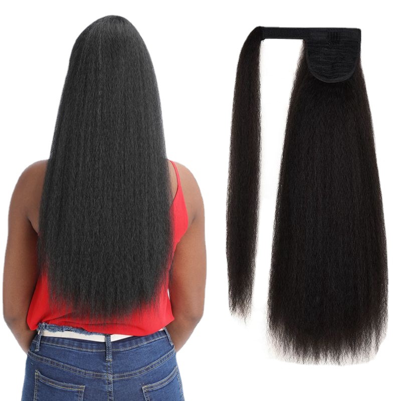 Hook And Loop Corn Perm Long Ponytail Yaki Smoky Perm Wig Ponytail Micro-volume Fluffy Explosive Ponytail Synthetic Hair
