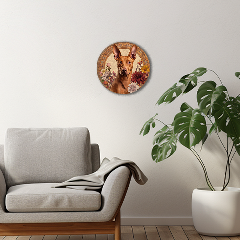 Customized Pharaoh Hound Pet Ornaments - Circular Aluminum Decorative Paintings | Unique Pet Souvenir Tombstones | Perfect Chris