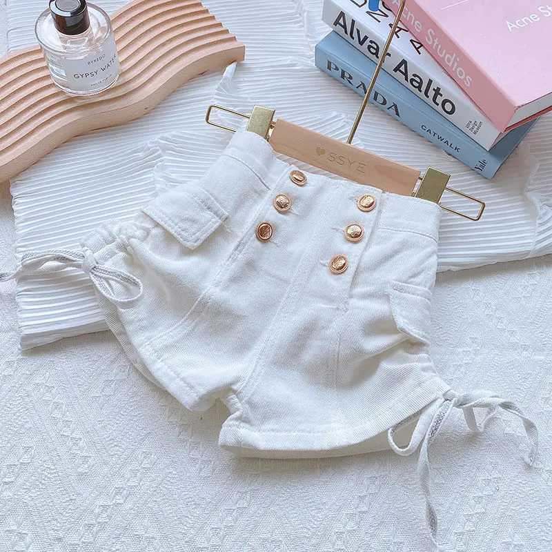 2024 Summer Girls Fashion Jeans Shorts with Buttons Baby Kids Children Casual Denim Hot Shorts W241227