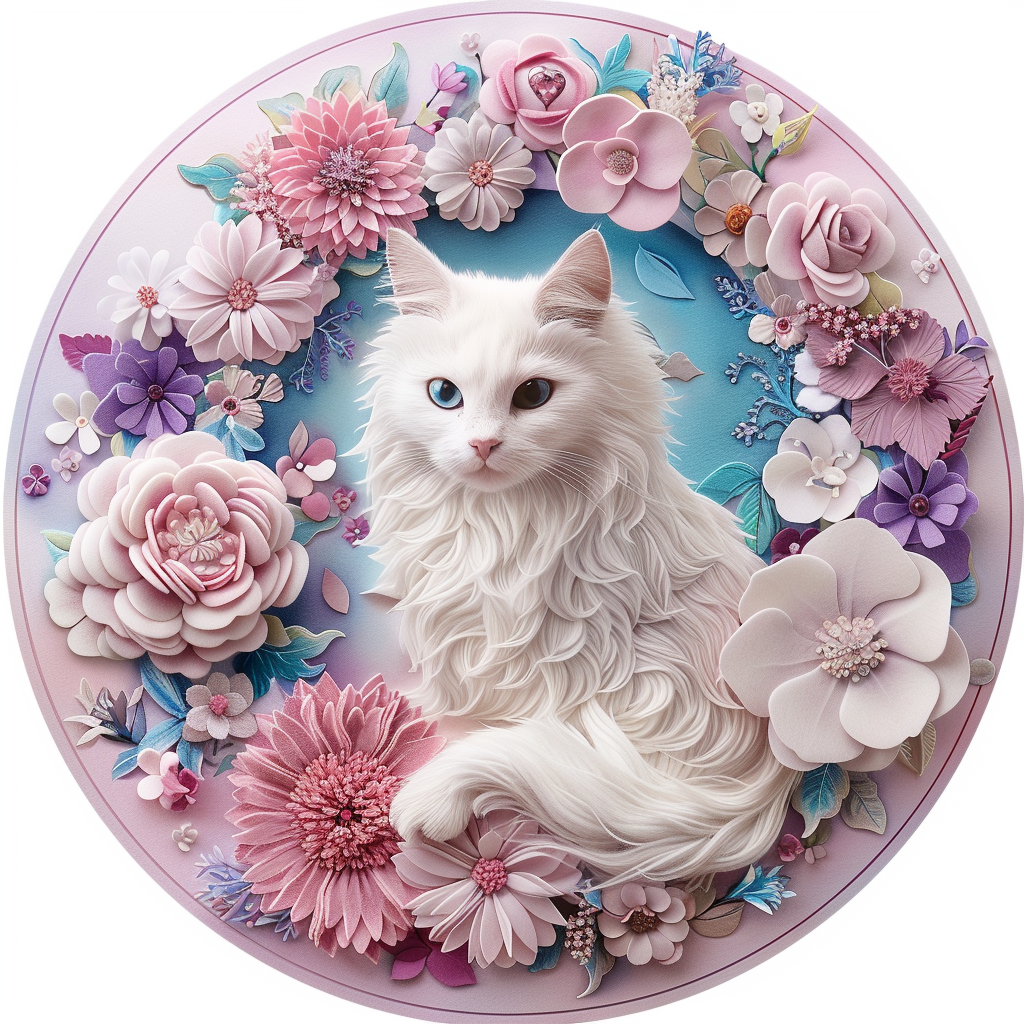 Angola Cat Aluminum Pet Ornaments - Customizable Circular Decorative Paintings for Pet Souvenir Tombstones