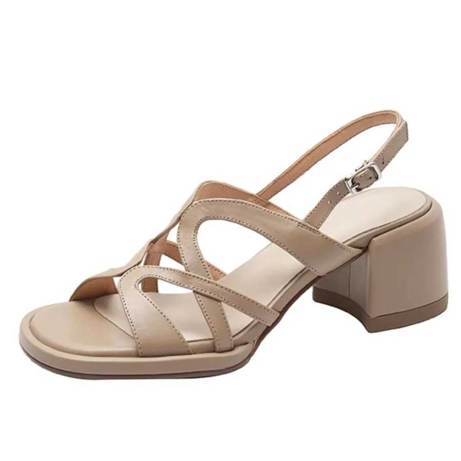 High Quality Fashion Roman Sandals Sexy Open Toe Cross Hollow Back Strap Thick Sandals for Women Elegant Banquet Party High Heel Sandals T241227