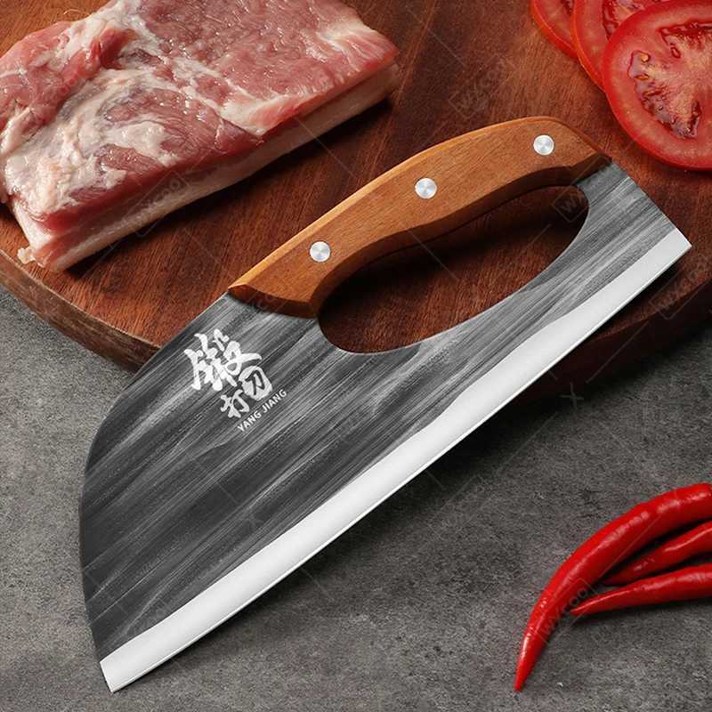 Professional Labor Saving Chopper Boning Knife Kitchen Knives Sharpener Forged Hammer Stainless Steel Meat Cleaver But Knife Y241227