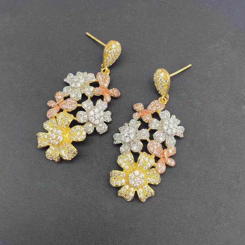 Vanifin Necklace with Earrings Exquisite Flower Butterfly Micro Inlay Zirconia For Woman Banquet Jewelry Gift 241226