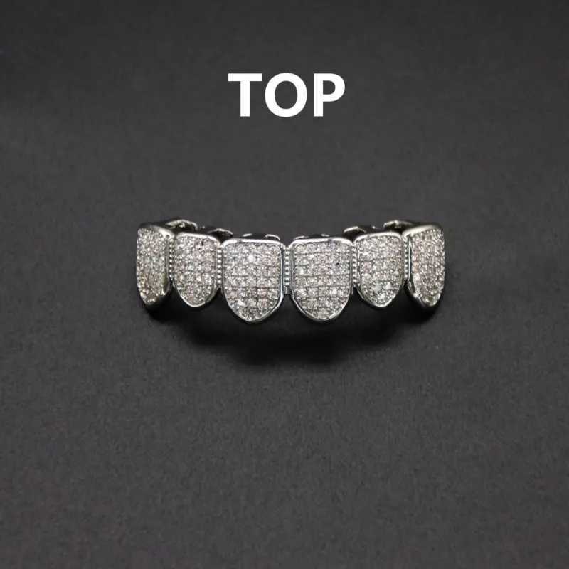 HipHop CZ Teeth Set For Unisex Top Bottom Mouth Gold Silver Color Teeth C Removable Dental Fashion Jewelry W241227