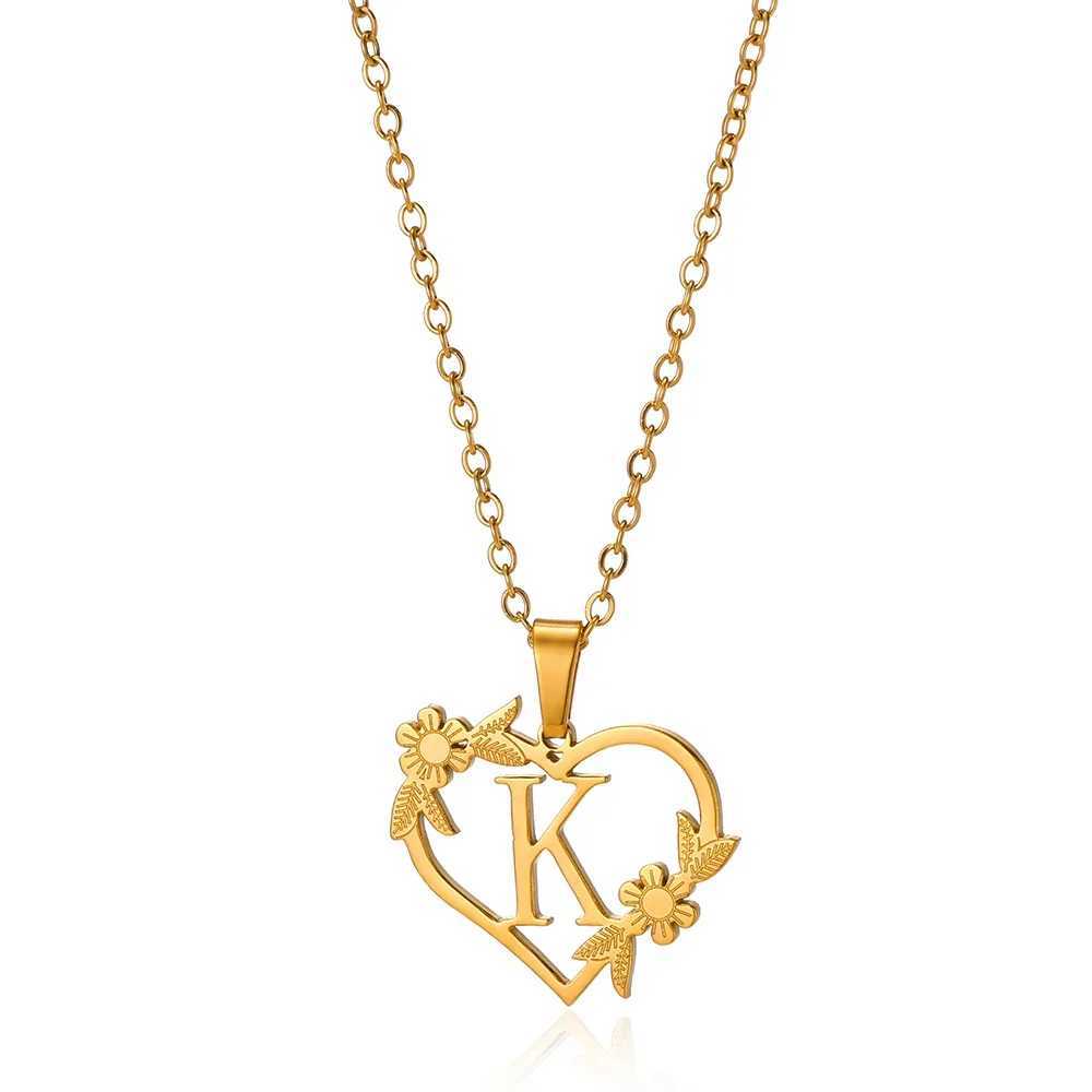 Heart Initial Letter Necklaces for Women Gold Color Stainl Steel Chain A-Z Alphabet Pendant Necklace Birtay Jewelry GiftXJ241227