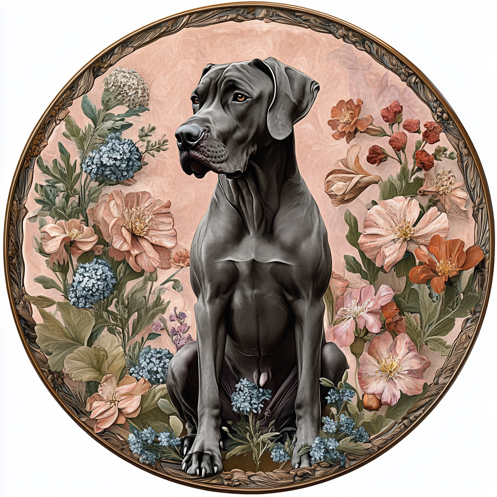 Personalized Great Dane Pet Ornaments - Custom Circular Aluminum Decorative Paintings & Souvenir Tombstones for Dogs & Cats