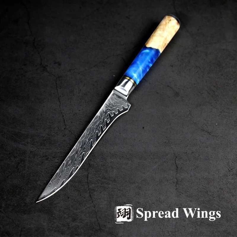 SW Japanese Damascus Stainless Steel Kitchen Knife 6-inch Boning Fish Hand Cutting Bone 67 Layers Chef Santoku Practical Side Dishes Y241227