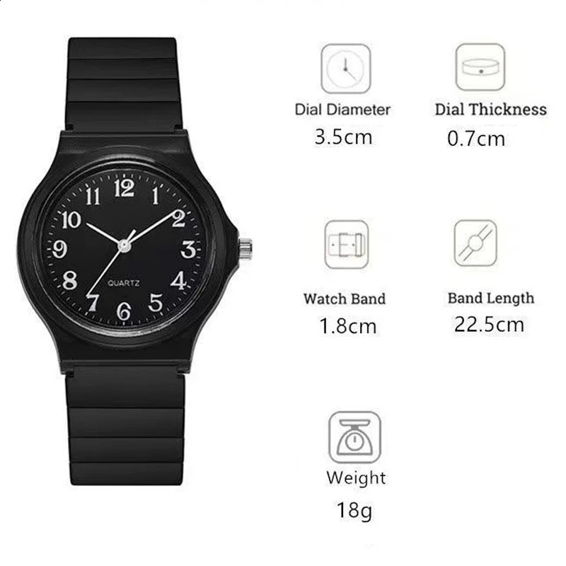 YIKAZE Exam Watch Silicone Strap Simple Women Student Ladies Quartz Wristwatch Waterproof Round Small Dial for 241225