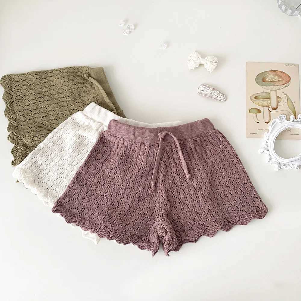 Luqiongmi 2023 Summer Korean Style Childrens Knitted Shorts Loose Solid Color Baby Cotton Shorts W241227