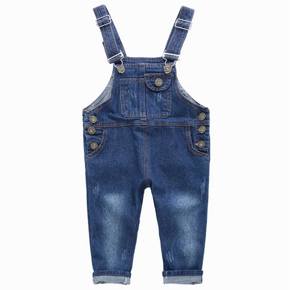 New spring childrens ultra-thin Trouser boys and girls hanging bib denim pants childrens jeans jumpsuit childrens clothing 0-8T W241227