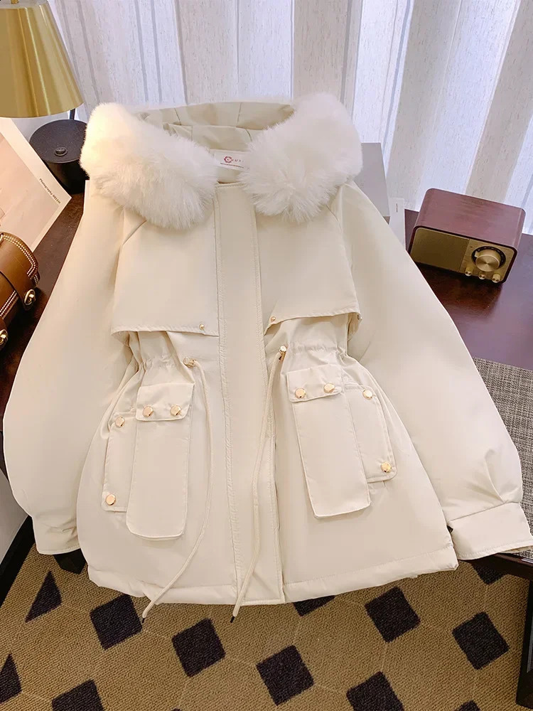 2024 Overcoat Parka Down CottonPadded Jacket Medium Long Winter Coat Add Velvet Fashion Ladies Outerwear 241226