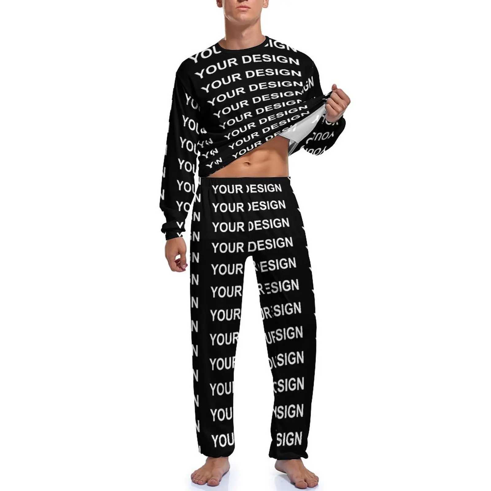 Add Design Customized Pajamas Long Sleeve Custom Made Your Image 2 Pieces Night Pajama Sets Spring Male Custom Fashion Home SuitXJ241227