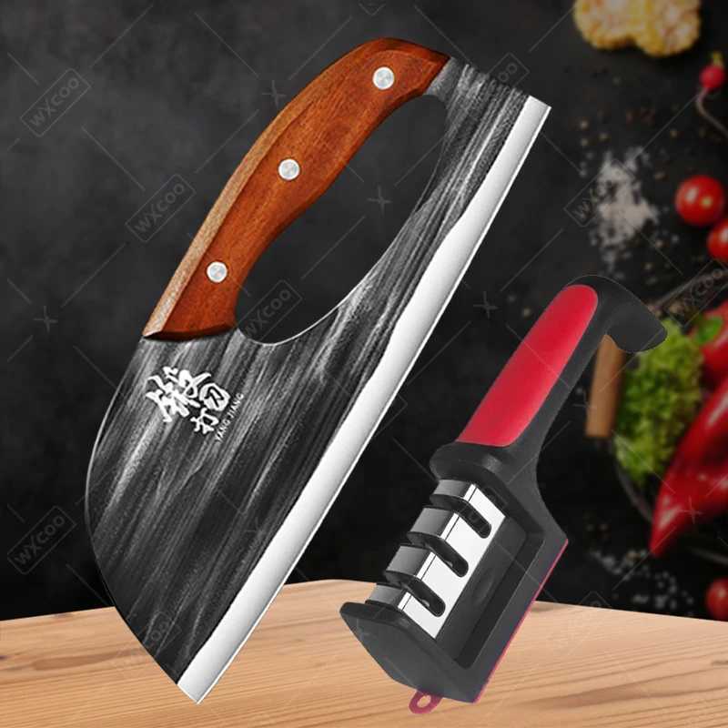Professional Labor Saving Chopper Boning Knife Kitchen Knives Sharpener Forged Hammer Stainless Steel Meat Cleaver But Knife Y241227