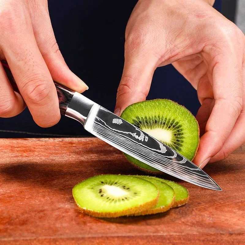 3 kitchen knives fruit knives high carbon stainless steel tra sharp Japanese pocket practical knives with sheaths Y241227