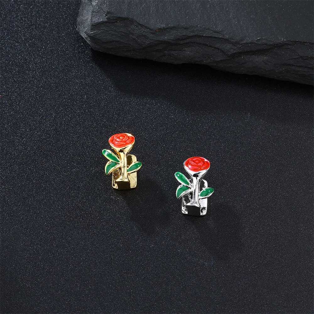 Hip Hop Teeth Grillz Rose Flower She Gold Plated Cs Charm Dental Grills For Men Women Jewelry Halloween Cosplay Gift W241227