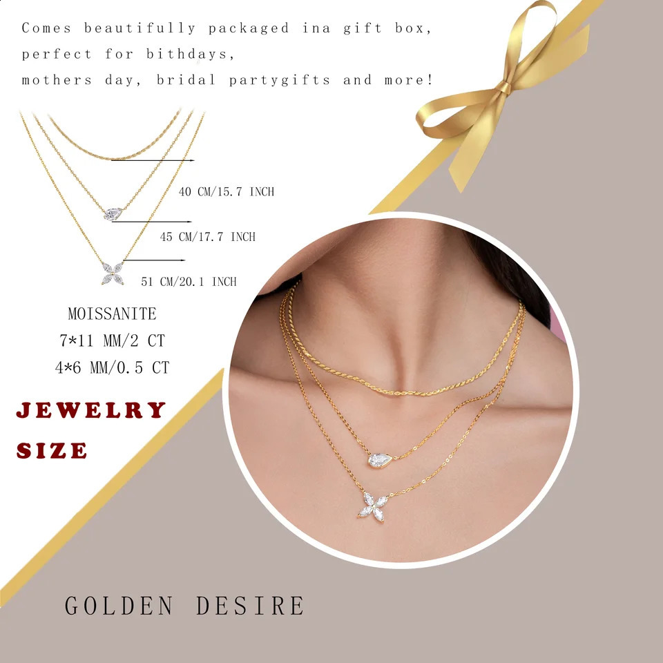 4ctw Triple Blessings Necklace Set Firm Powerful and Lucky Symbols in 18K Gold Plated S925 Silver Layered n 241226
