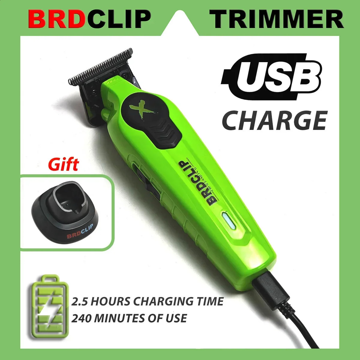 7500RPM Barber shop BRDCLIP FA1C FA1T Professional Hair Clipper Electric Trimmer Hair Finish Machine DLC Blade with Base 241226