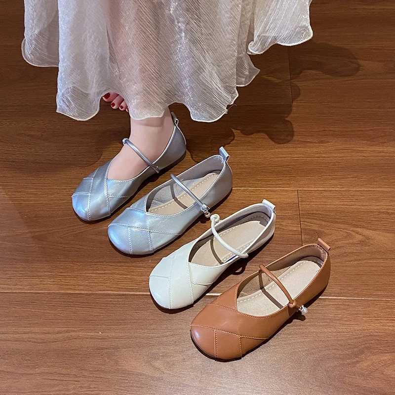 High Quality Women Leather Flats Shoes New Women Flat Footwear Spring Summer Mary Janes Casual Shoes Shallow Mouth Sandals T241227