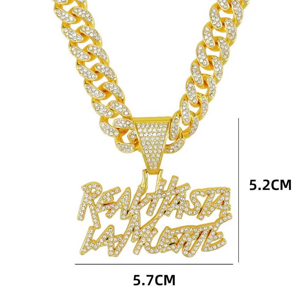 ZAKOL Hip Hop Letter Pendant Necklace for Women Men Shiny Rhinestones 13MM Cuban Chain Necklaces Fashion Jewelry GiftsXJ241227
