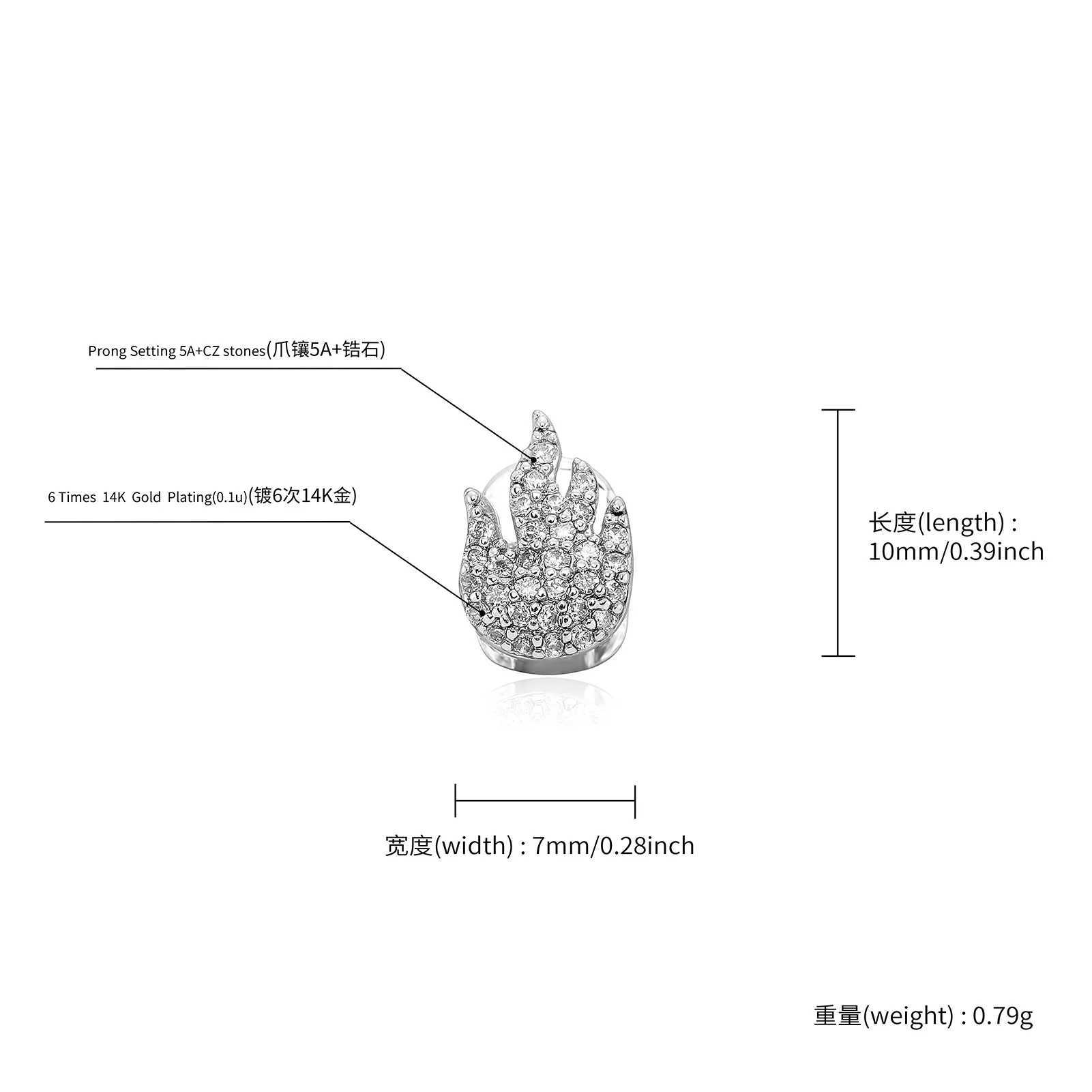 JINAO NEW 2024 Hip Hop Teeth Grillz Men Women d Out Fire Single Tooth C Dental Grill Punk Rper Halloween FLame Cosplay W241227