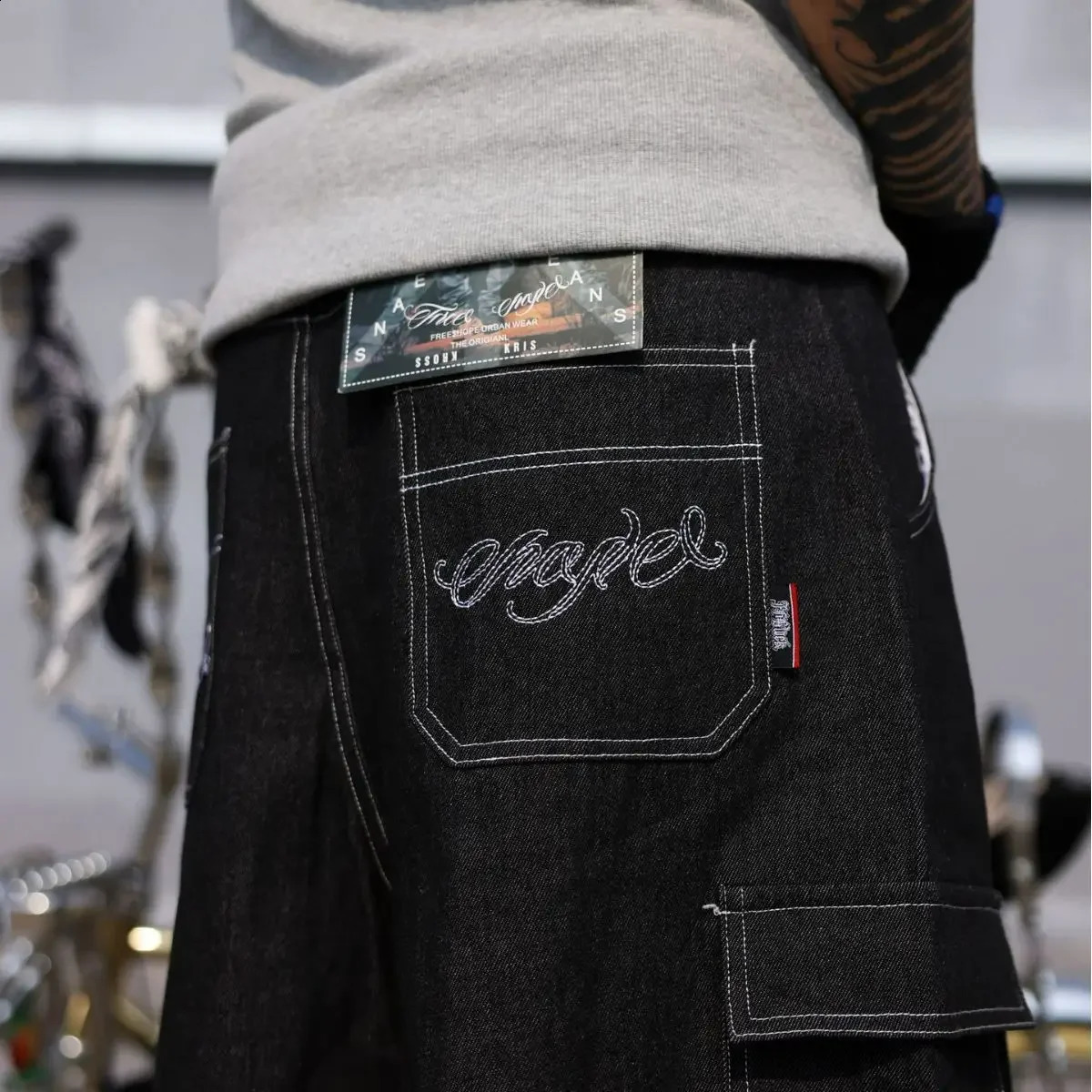 y Floral Baggy Over Knee Jorts Mens Vintage Wide Leg Pockets short denim Oversized Denim Five Point Pants 241227