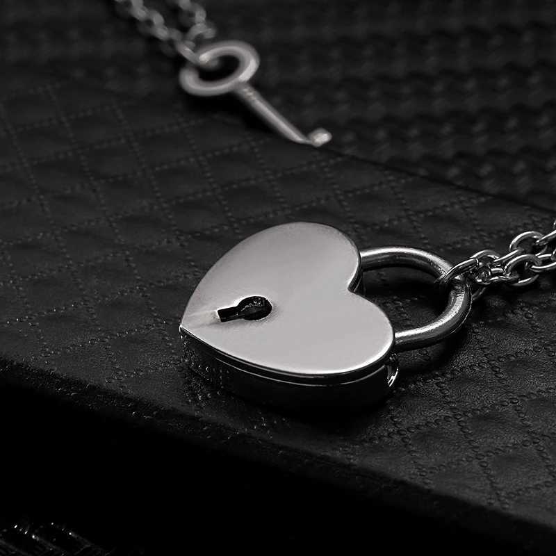 2pcs Key Lock Couple Necklace for Women Men Stainl Steel Heart Shed Key Lock Link Chain Eternal Jewelry GiftsXJ241227