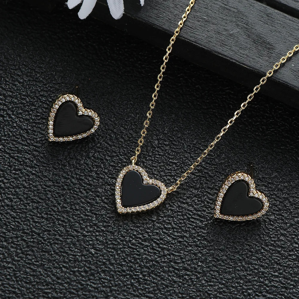 Romantic Heart pendant Necklace Earring necklace Jewelry for Women Fritillary gemstone Set Wedding Gift TRENDY Lovely 241226