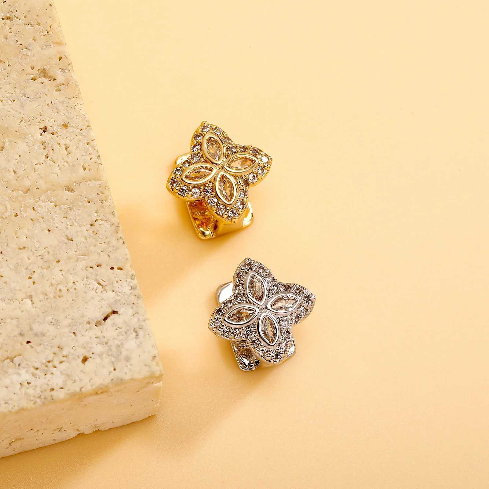 TOPGRILLZ Gold Silver Color Single Flower d Out Grillz Teeth Men Women Hip Hop Bling Tooth Grills Cs Fashion Jewelry W241227