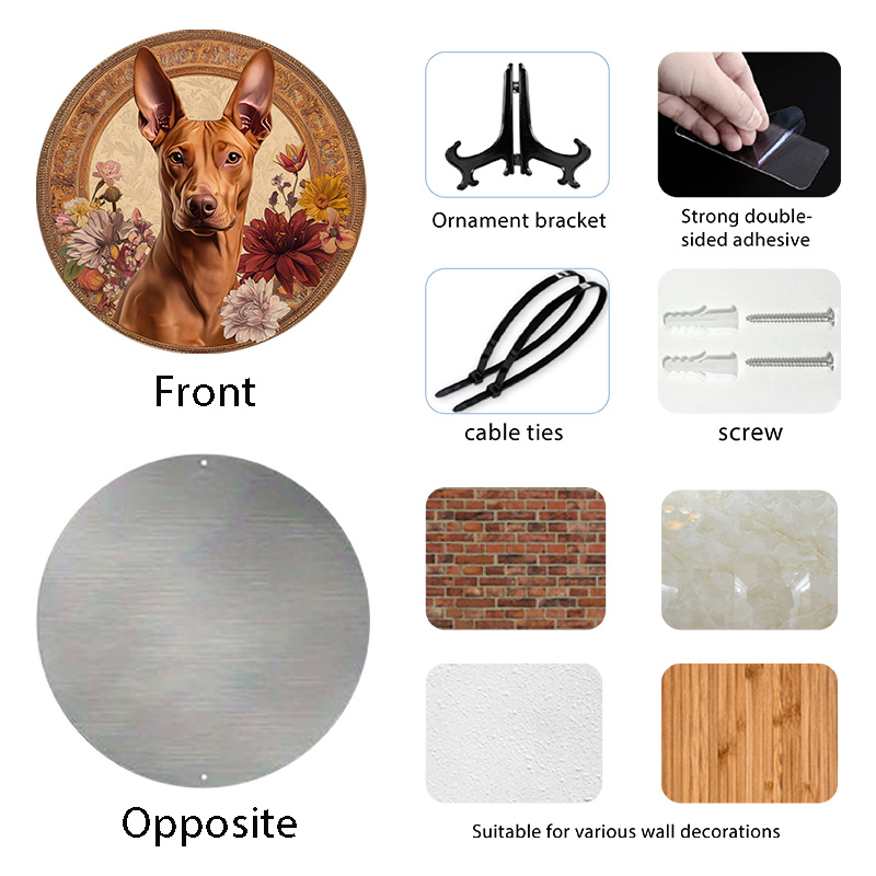 Customized Pharaoh Hound Pet Ornaments - Circular Aluminum Decorative Paintings | Unique Pet Souvenir Tombstones | Perfect Chris