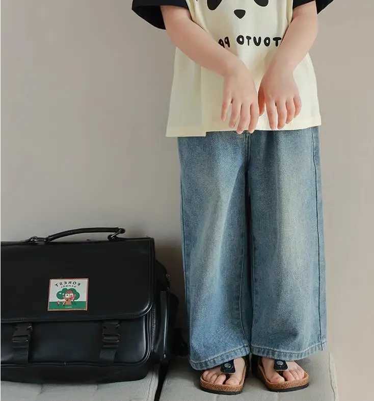 South Korean Sle loose jeans for girls 2024 fashion denim pants for children casual Trouser streetwear children chic breeze 4 seasons available W24122