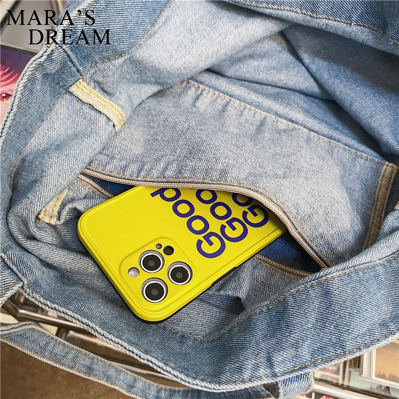 Maras Dream Denim Shoulder Bag Large Capacity Hand For Woman Supermarket Shopping Travel Casual Women Handbag 241225