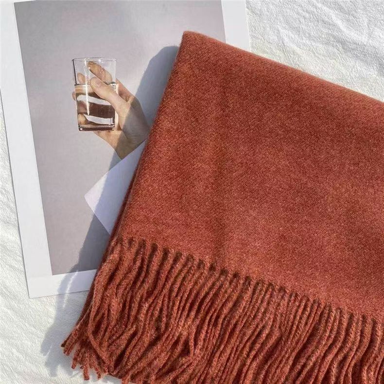 T039 new solid color scarf for women and men in winter, universal couple shawl, dual-purpose, warm, long, thickened, Japanese and Korean version