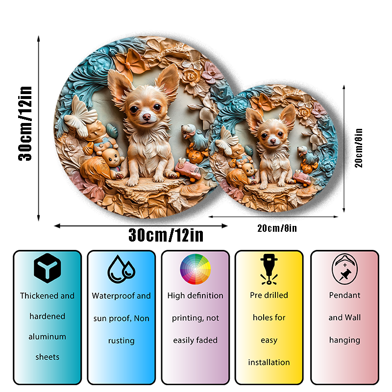 Customizable Circular Aluminum Pet Ornament - High-Definition Pet Memorial Decoration for Dogs, Unique Souvenir Tombstone