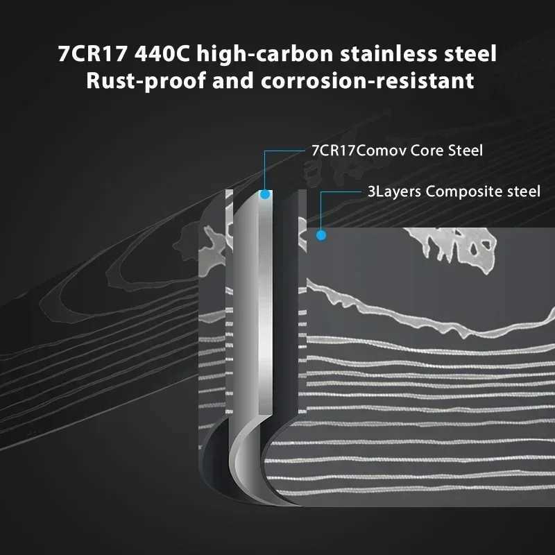 Stainless steel kitchen knife practical knife for fruit and side dishes Damascus meat chopper Boning knife very suitable for kitchen and household use