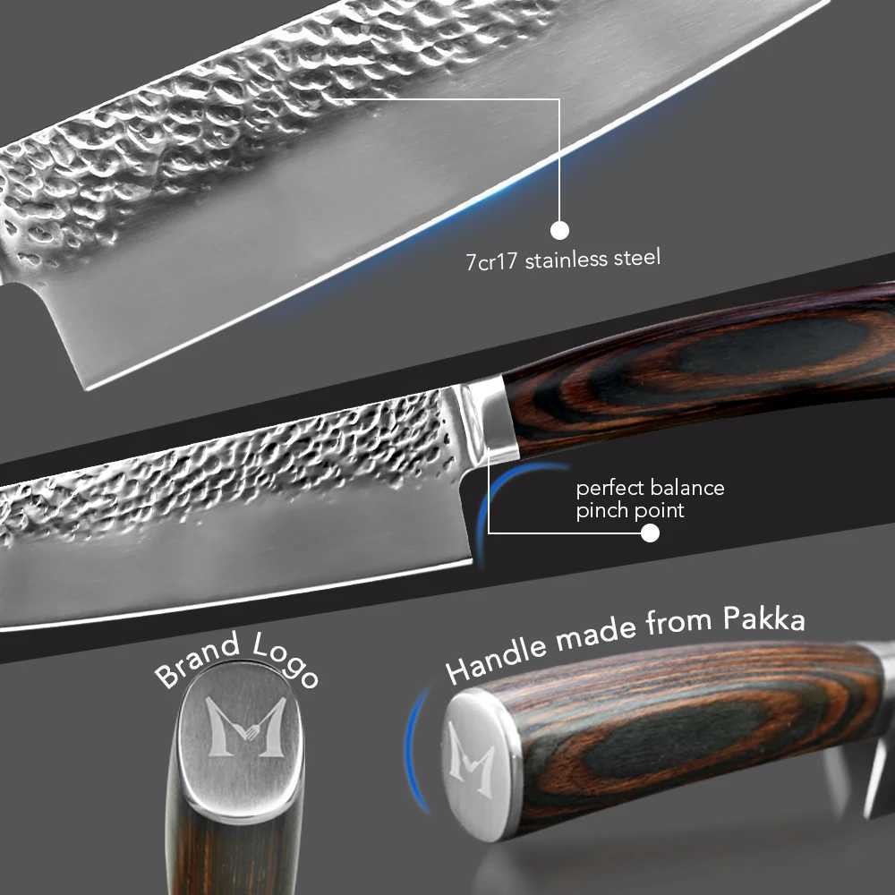 Kitchen Chef Knife Set 7-inch High Carbon Stainless Steel 7CR17 440c Meat and Fish Practical Kitchen Knife Y241227