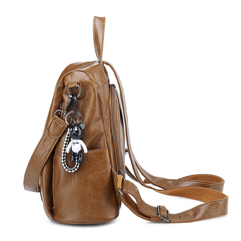 2022 New Korean Trendy Fashion Women's Versatile Sheep Pattern Travel Bag Casual Soft Leather Anti theft Backpack