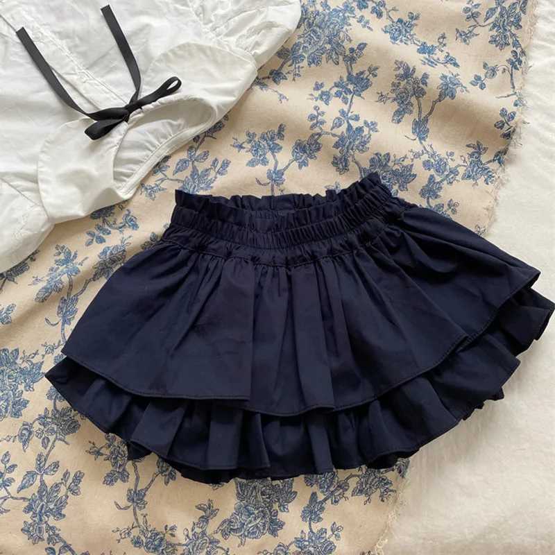 young deer 2024 Summer Korean Style Toddlers Girls Layered Skirts Solid Color Baby Kids Ruffles Shorts W241227