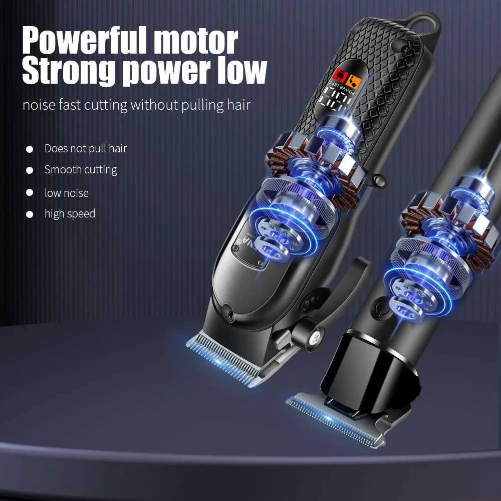 hiena Hair Clipper Kit for Men Electric Shaver Hair Trimmer Professional Cutting Machine Hair Trimmer with LCD Digital Display W241227