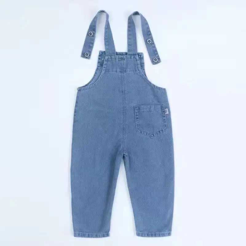 Kids Baby Denim Strap Pants Spring And Autumn Boys And Girls Thin Cute Childrens Fashionable Baby Soft Denim Pants W241227