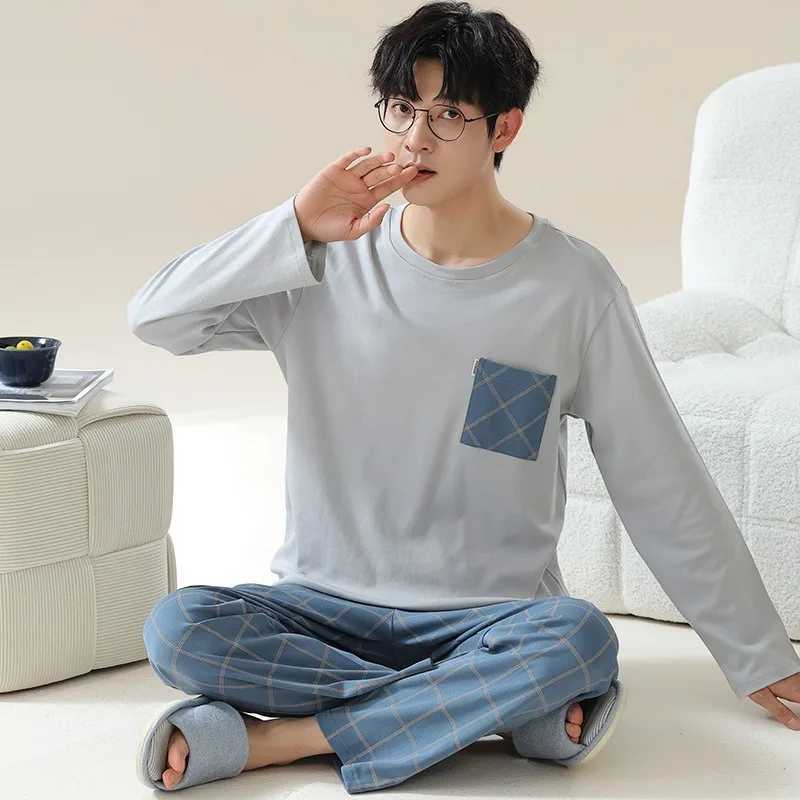 2024 Spring Autumn Plus 4XL Cotton Mens Sleepwear Pajamas Korean Fashion Pijamas Sets Casual Loungewear Pyjamas Night FashionXJ241227
