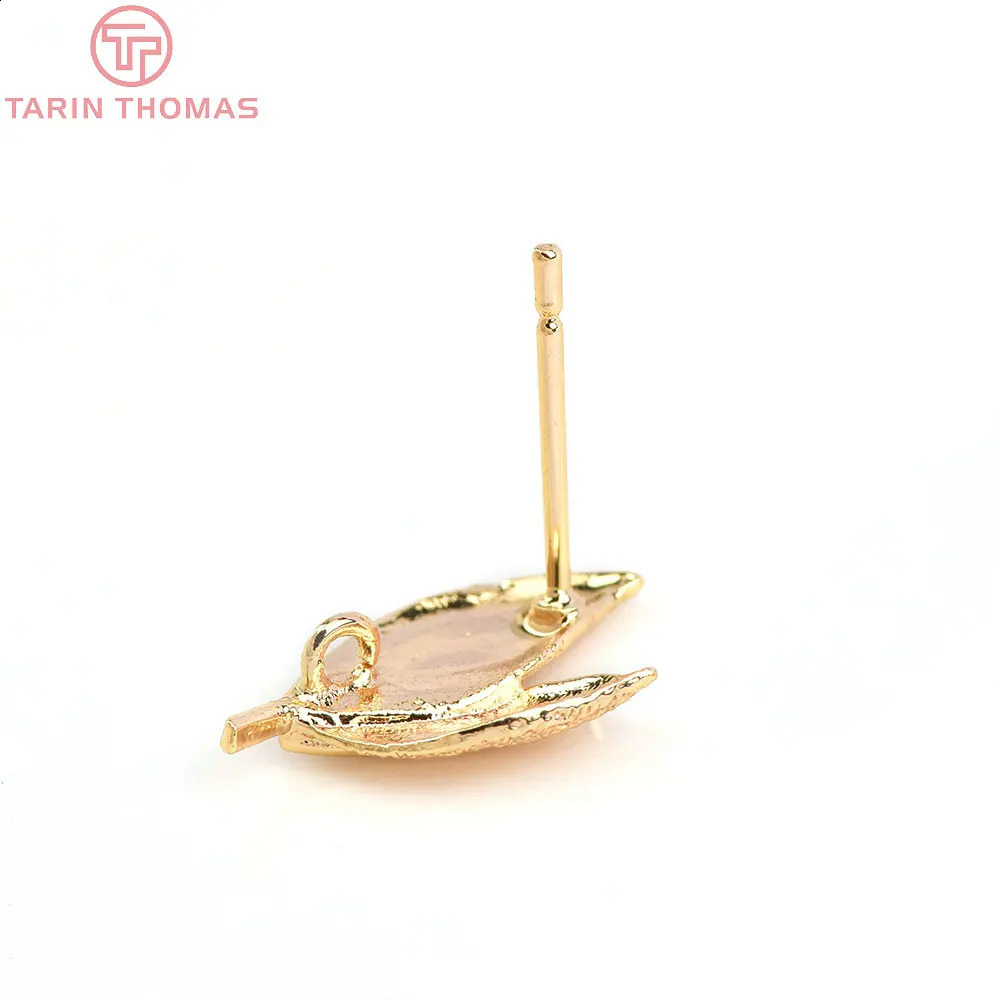 241710PCS Leaf 10.5x15.5MM Gold Color Brass Tree Leaf Leaves Stud Earrings Pins High Quality Jewelry Findings Accessories 241227