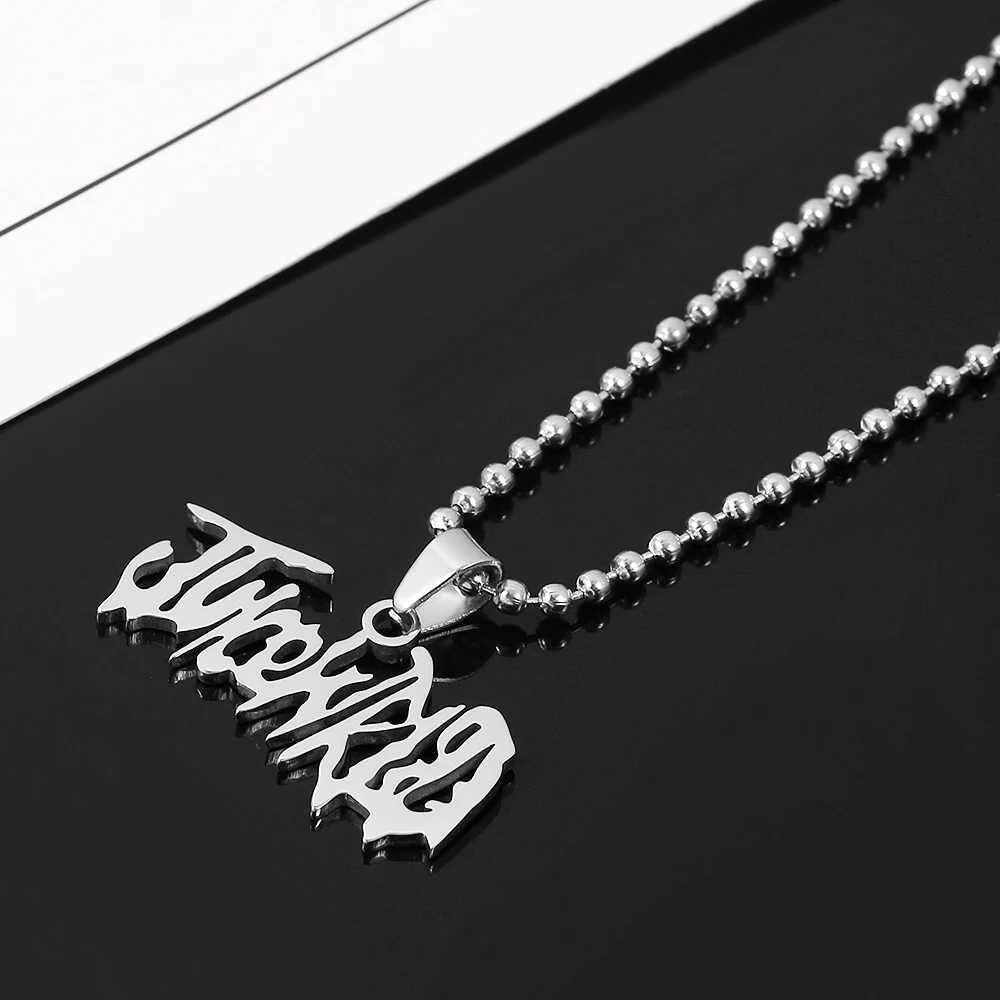 Punk Art Design Letter JUWrld Necklace Hip Hop Rper Beads Chain Stainl Steel Pendant Necklaces Jewelry AccoriesXJ241227
