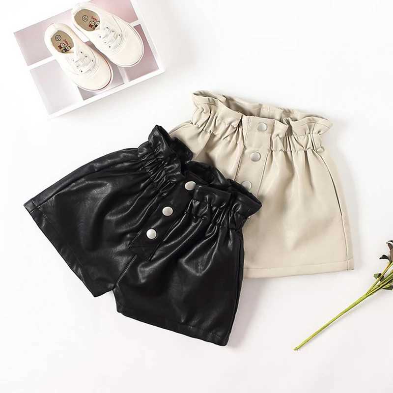 2021 New autumn winter Kids faux leather Shorts pants For Girls baby Princess pants Children 6 8 10 12 years W241227