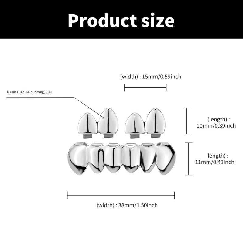 Hip Hop Teeth Grillzs Set Glossy HipHop Grillzs Set for Music rs Adjustable Teeth Cs Upper Lower W241227