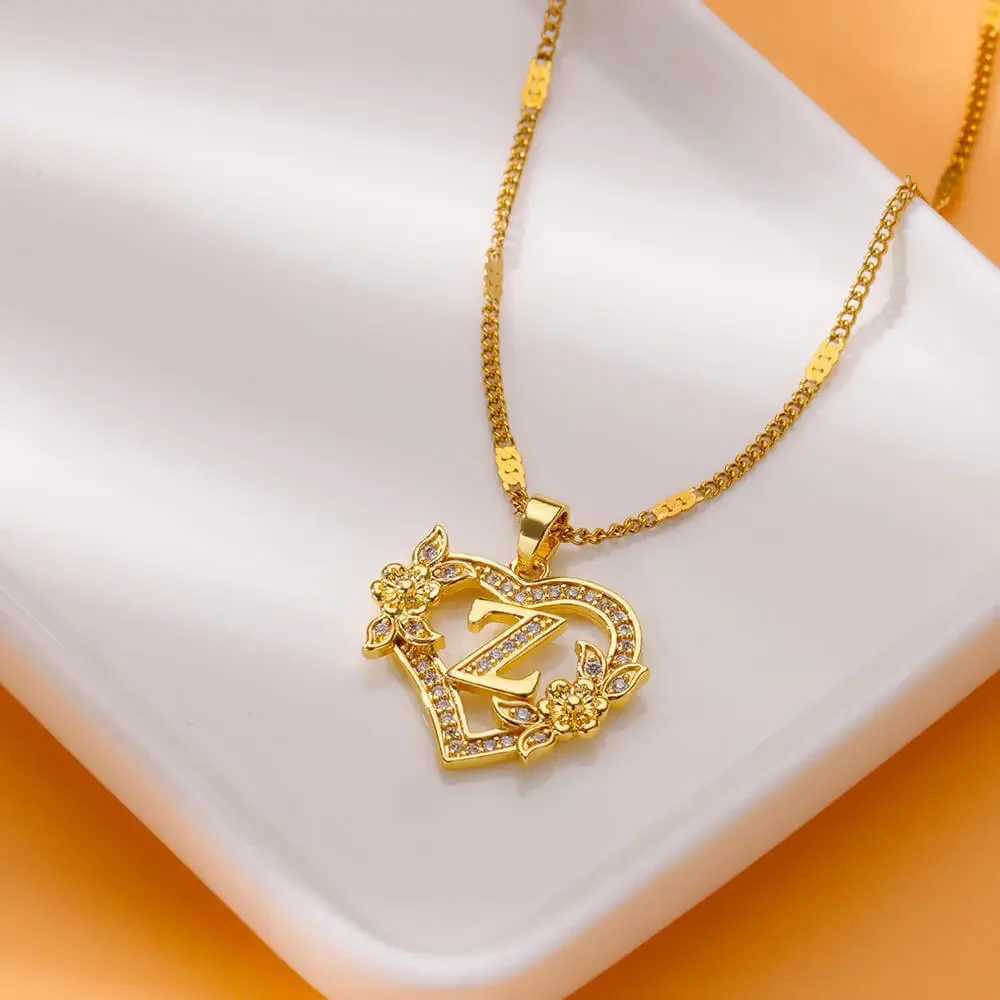 Heart Initial Letter Necklaces for Women Gold Color Stainl Steel Chain A-Z Alphabet Pendant Necklace Birtay Jewelry GiftXJ241227