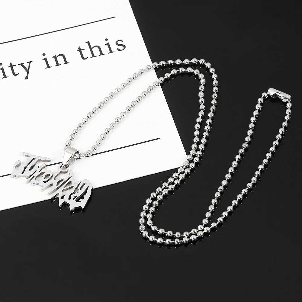 Punk Art Design Letter JUWrld Necklace Hip Hop Rper Beads Chain Stainl Steel Pendant Necklaces Jewelry AccoriesXJ241227