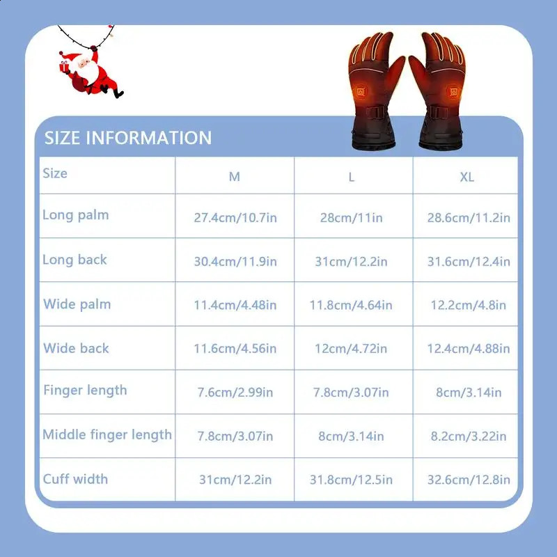 Winter USB Electric Motorcycle Gloves With Rechargeable Battery Men Women Waterproof Heated Thermal For Cycling Gear M/L/XL 241227