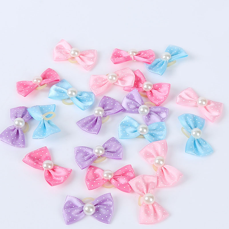 10/20pcs Dog Grooming Hair Bows Dog Bows Mix Colours Small Dog Accessories Dog Hair Rubber Bands Pet Headwear Pet Supplier