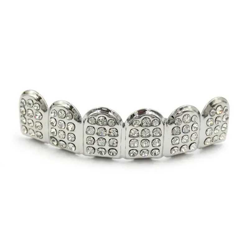 New Fashion Hip Hop Gold Silver Colour d Out CZ Teeth Grillz Top Bottom Men Women Jewelry W241227