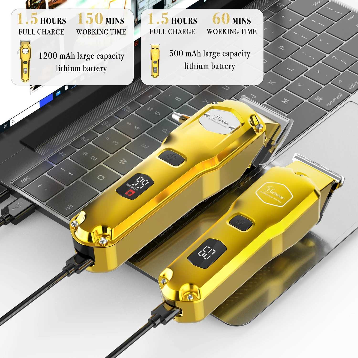 HATTEKER Professional Hair Clippers for Men Cordless Metal Barber Clippers and Trimmers Set Clippers for Hair Cutting Kit W241227